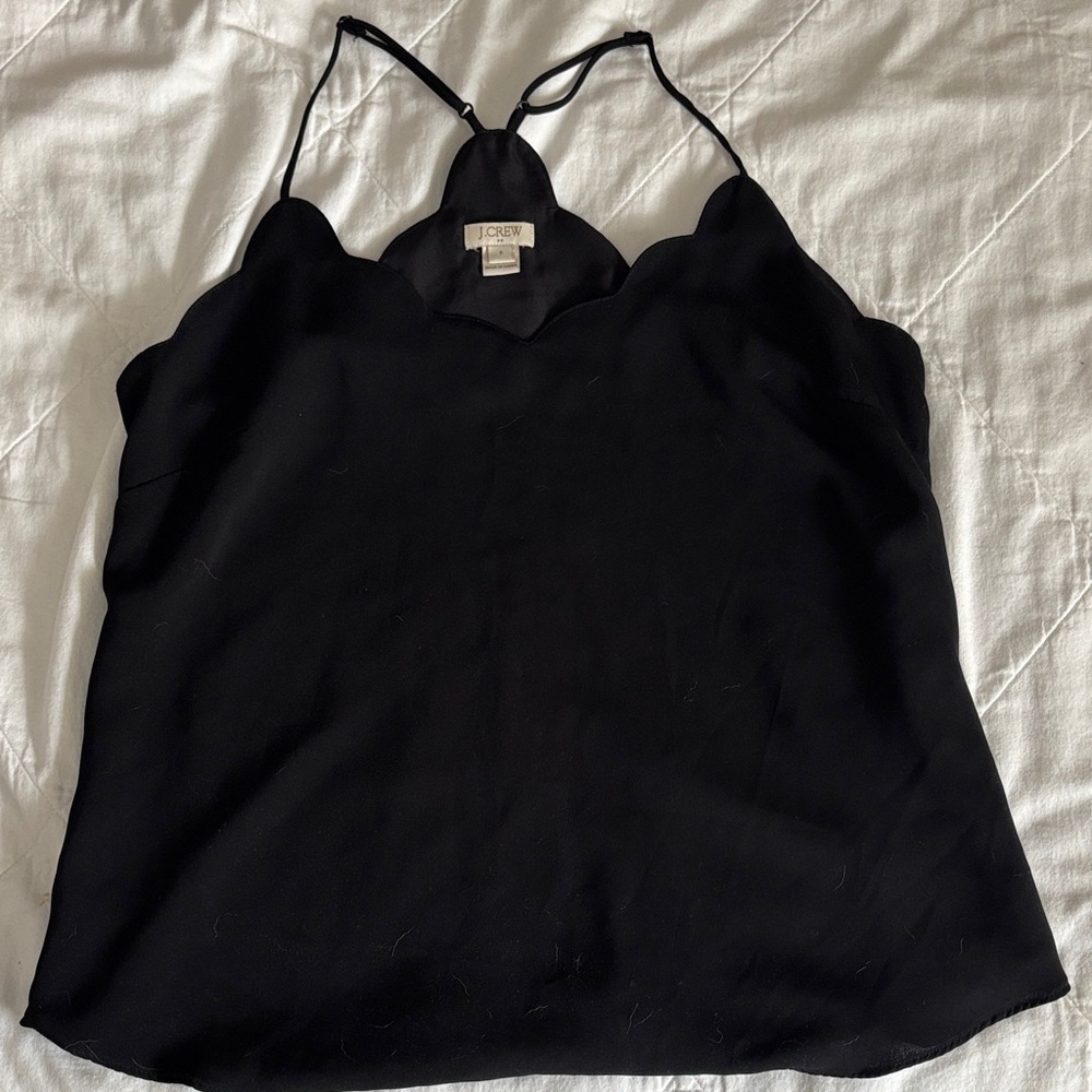 J. Crew Elegant Black Scalloped Camisole
